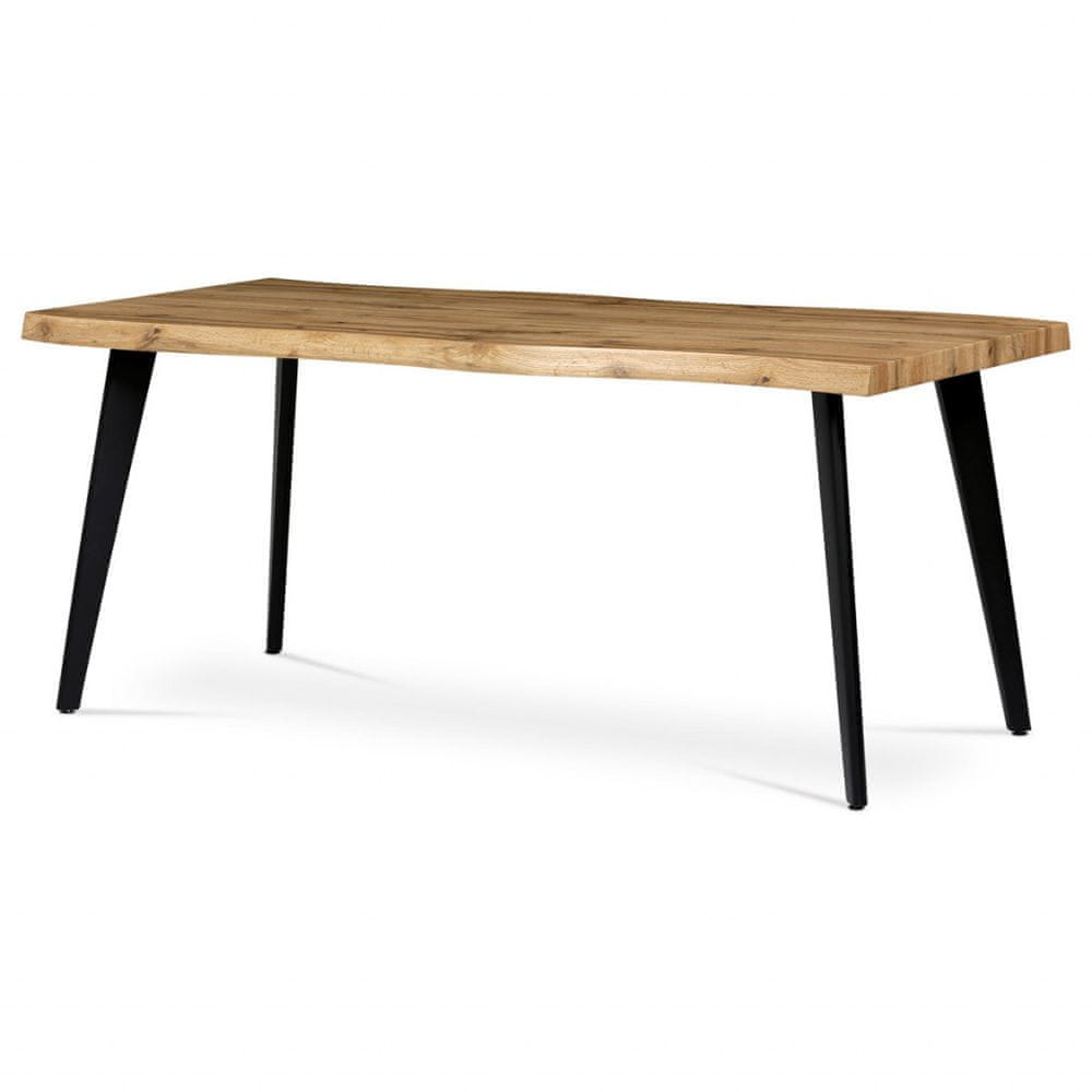 Autronic Jedálenský stôl, 180x90x75 cm, MDF doska, 3D dekor divoký dub, kov, čierny lak HT-880 OAK